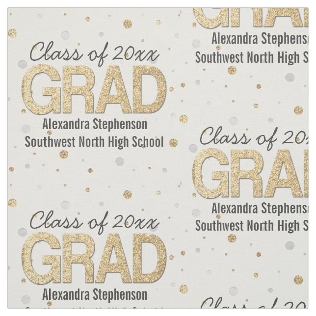 Gold Foil Glitter Confetti Graduation Party Custom Fabric (Swatch)
