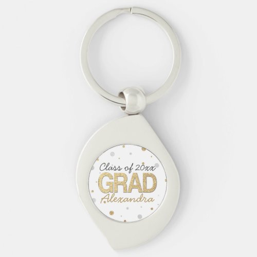 Gold Foil Glitter Confetti Graduation Party Custom Keychain