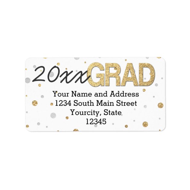 Gold Foil Glitter Confetti Graduation Party Custom Label