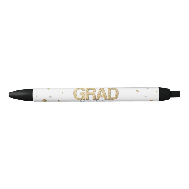 Gold Foil Glitter Confetti Graduation Party Custom Pen (Front)