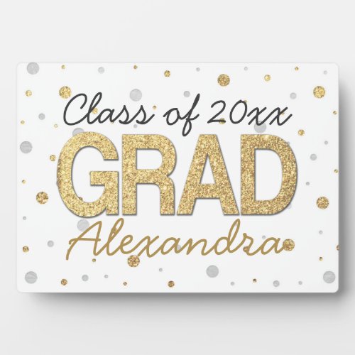 Gold Foil Glitter Confetti Graduation Party Custom Plaque