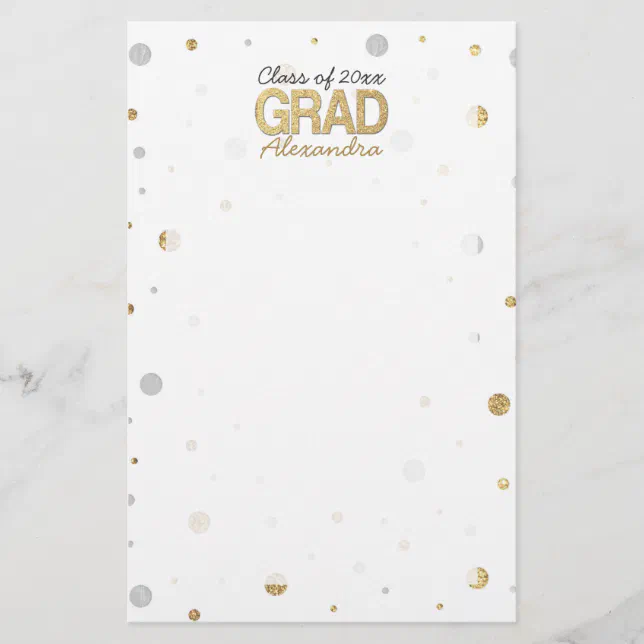 Gold Foil Glitter Confetti Graduation Party Custom Stationery Zazzle 8710