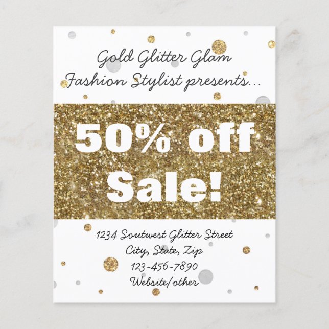 Gold Foil Glitter Confetti Salon/Advertisement Flyer (Front)