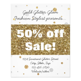 Gold Foil Glitter Confetti Salon/Advertisement Flyer