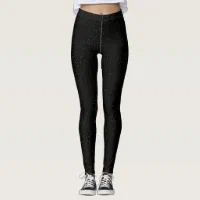 Gold Foil Glitter Flecks Look on Black Leggings