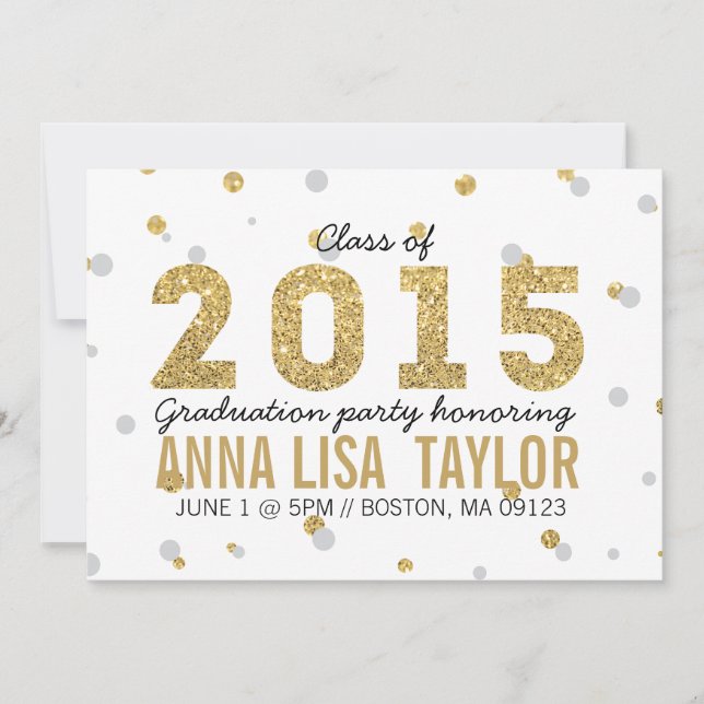 Gold Foil Glitter Graduation Party Invitation (Front)
