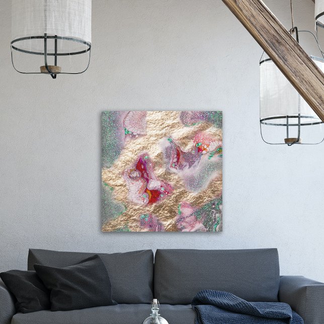 Gold Foil Glitter Liquid Marble Paint Mix Abstract Canvas Print (Creator Uploaded)
