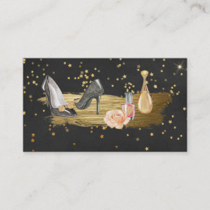 *~* Gold Foil Glitter Nail Polish Heels Perfume Business Card