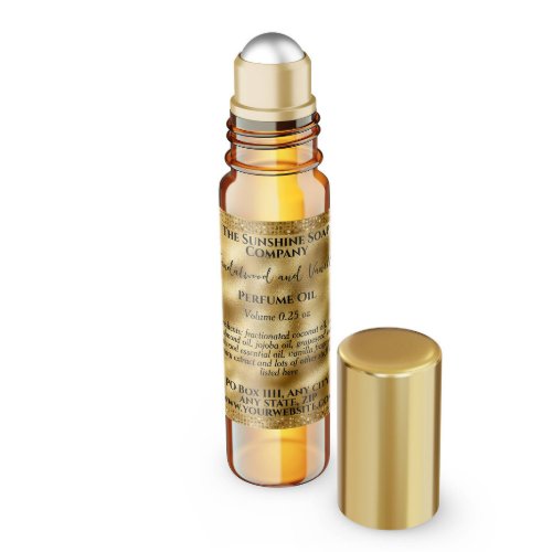 Gold Foil  Glitter Perfume Roller Bottle label