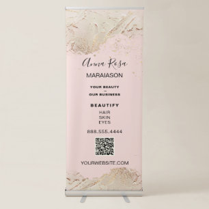 *~* Gold Foil Glitter QR Beauty Girly Chic Spa Retractable Banner