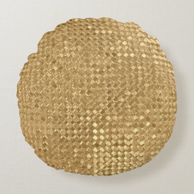 Gold foil, glitter seamless texture. round pillow (Front)