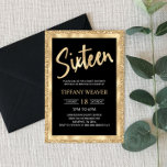Gold Foil Glitter Sixteen 16th Birthday Invitation<br><div class="desc">This is a 16th birthday invitation with a gold glitter and foil design.



black white gold shiny sparkly sparkle girl girl's girly boy guy guys sixteen sixteenth 16 16th sweet 16</div>