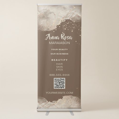  Gold Foil Glitter Spa QR Beauty Girly Chic Retractable Banner