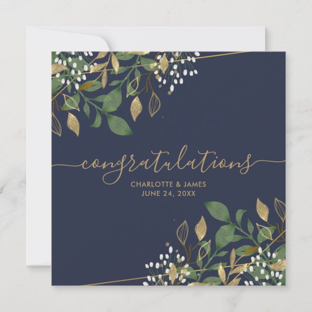 Gold Foil Glitter Wedding Congratulations Card (Front)