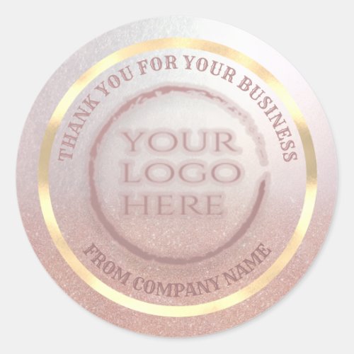 Gold foil glittery thank custom logo classic round sticker