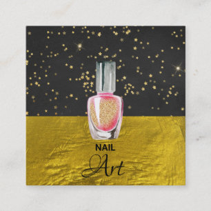 *~* Gold Foil Gold Glitter Nail Art Polish Square Business Card