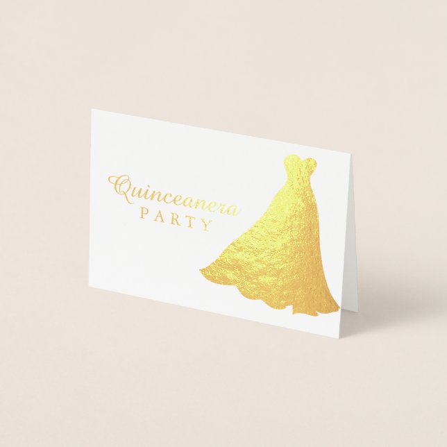 Gold Foil Gold Gown Dress Quinceanera Invitation (Front)