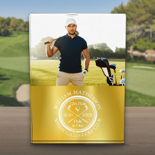 Gold Foil Golf Hole in One Golfer Photo Acrylic Award