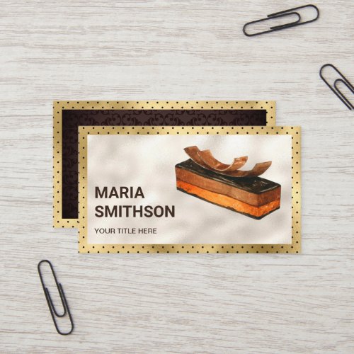 Gold Foil Gourmet Chocolate Cake Pastry Bakery Business Card