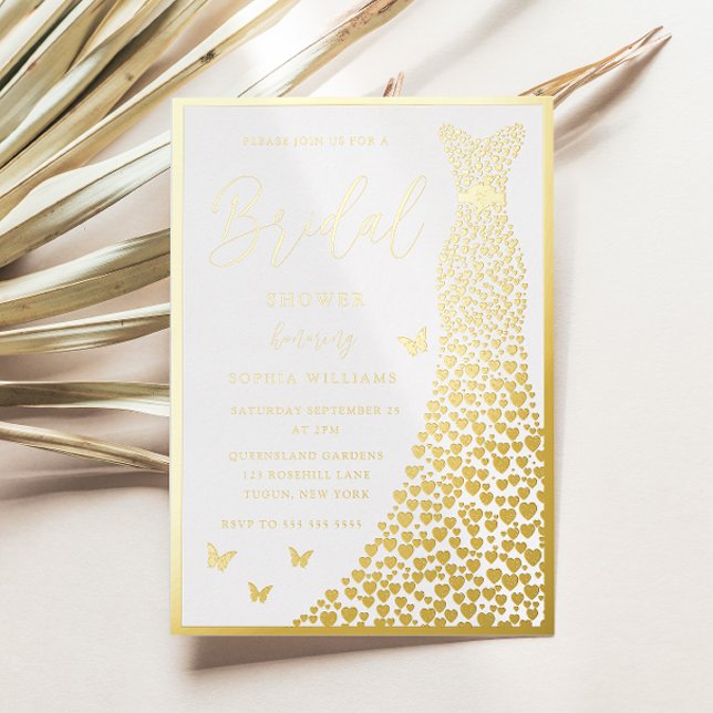 Gold Foil Gown Elegant Bridal Shower Real Golden  Foil Invitation (Creator Uploaded)