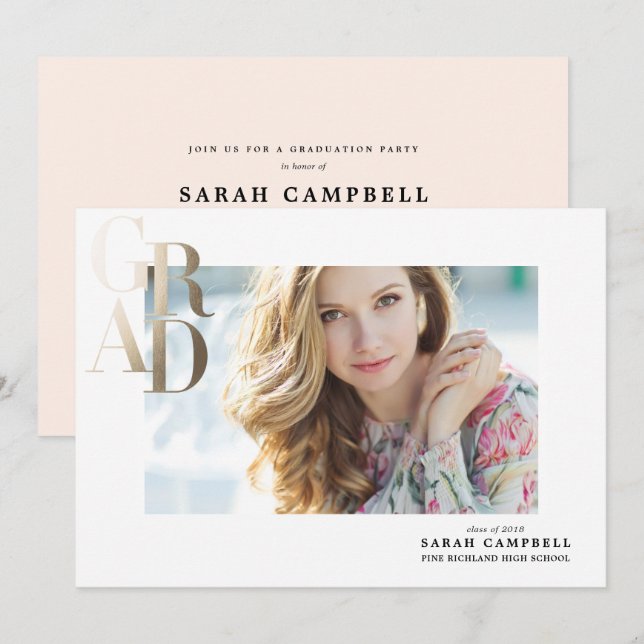 Gold Foil GRAD Graduation Card (Front/Back)