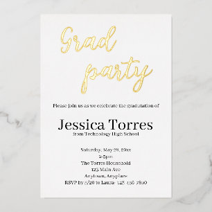 Gold Foil Grad Party Graduation Invitation