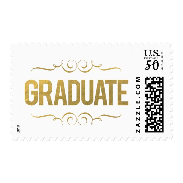 Gold Foil Graduate Graduation Postage Stamp