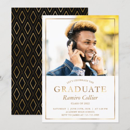 Gold Foil Graduate Photo Graduation Announcement