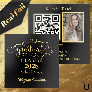 Gold Foil Graduate QR Networking Card