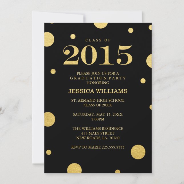 Gold Foil Graduation Invitations (Front)