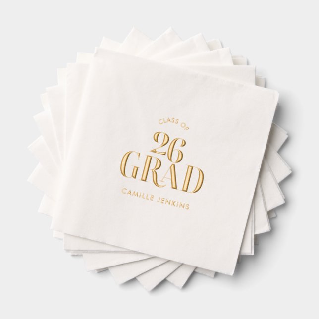 Gold Foil Graduation Napkins Class of 2026 (Insitu (Stacked))