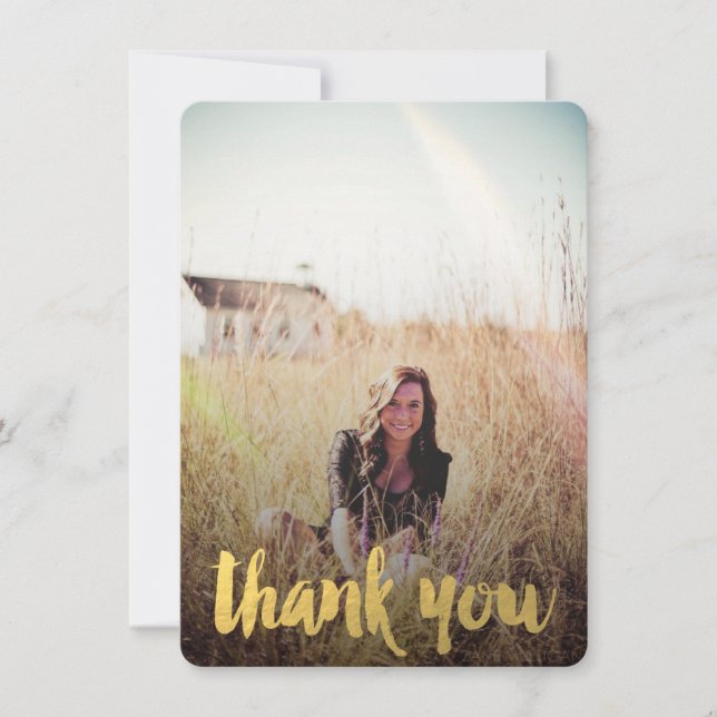 GOLD FOIL GRADUATION PHOTO THANK YOU CARD (Front)