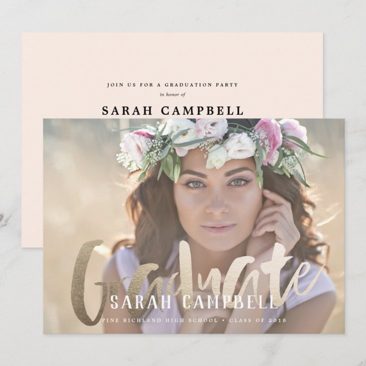 Gold Foil Graduation Script Card | Zazzle