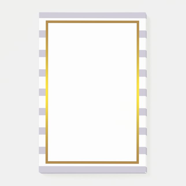 Gold Foil Gray Stripe white clean Post-it Notes (Front)