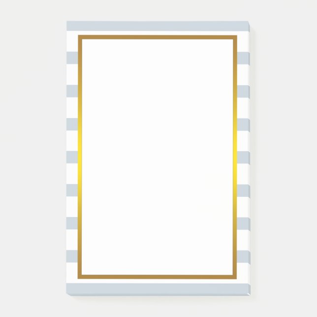 Gold Foil Gray Stripe white clean Post-it Notes (Front)