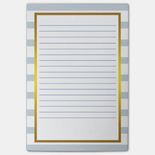 Gold Foil Gray  Stripe white Lined Business Lines Post-it Notes