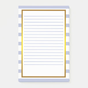 Gold Foil Gray Stripe white Lined Business Lines Post-it Notes