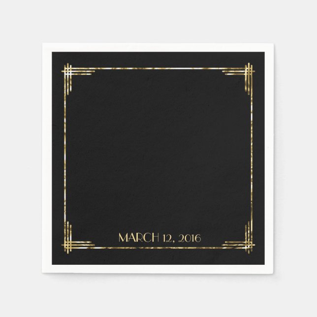 Gold Foil Great Gatsby Art Deco Cocktail Napkins (Front)