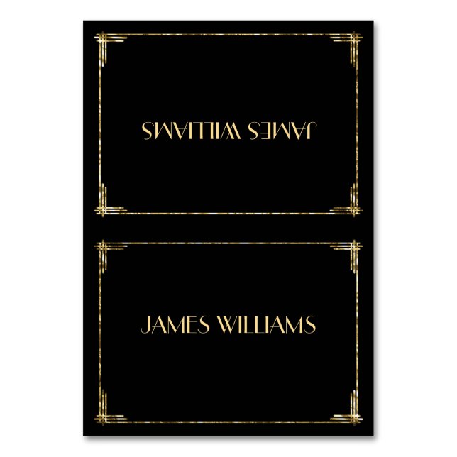 Gold Foil Great Gatsby Art Deco Place Setting Card (Front)
