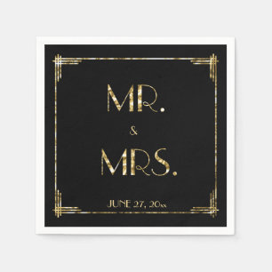 Gold Foil Great Gatsby Art Deco Wedding Napkins