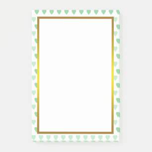 Gold Foil Green Love Heart Pattern Post-it Notes