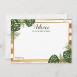 Gold Foil & Green Palm Leaf Beach Wedding Advice Card<br><div class="desc">Celebrate in style with these tropical palm leaves advice cards. The simple yet stylish design will allow your guests to write a note of advice for you to keep and read over in years to come. The wording is easy to personalize so these cards can quickly be transformed into advice...</div>