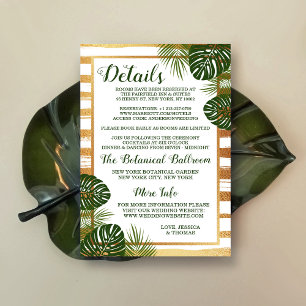 Gold Foil & Green Palm Leaf Beach Wedding Enclosure Card