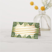 Gold Foil & Green Palm Leaf Beach Wedding Place Card | Zazzle