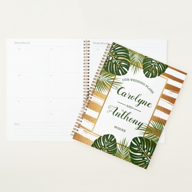 Gold Foil & Green Palm Leaf Beach Wedding Planner (Display)