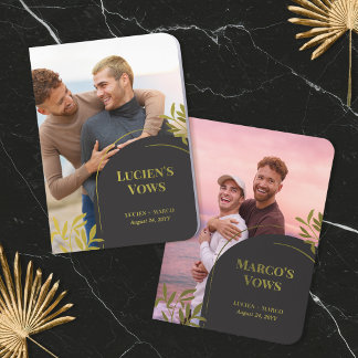 Gold Foil Greenery Photo His & His Wedding Vow Books
