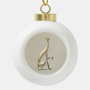Gold Foil Greyhound Dog Simple Elegant Classy Ceramic Ball Christmas Ornament