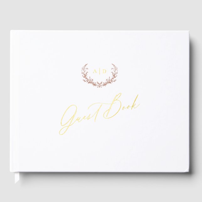 Gold Foil Guest Book Terracotta Monogram Wedding (Front)