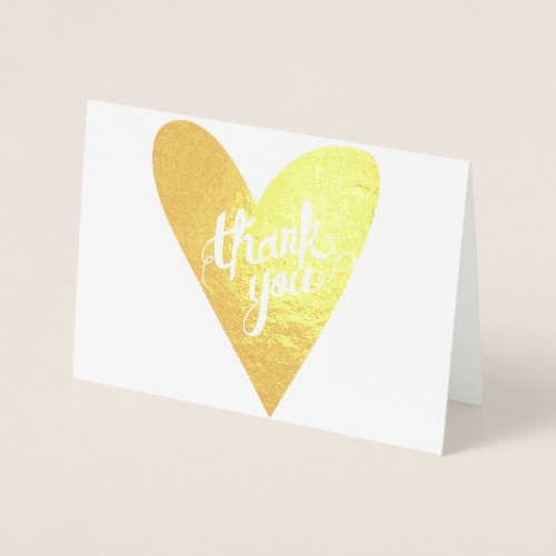 Gold Foil Hand_drawn Heart Typography Thank You Foil Card