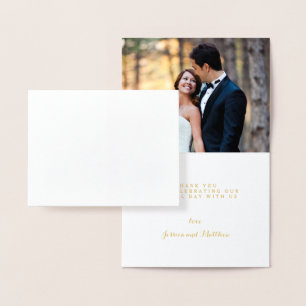 Gold Foil Hand Lettered Wedding Thank You Photo Foil Card